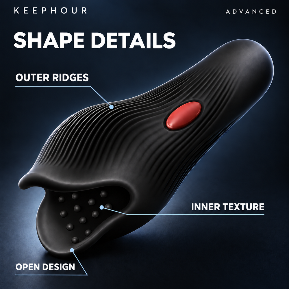 KEEPHOUR ADVANCED shape details: outer ridges, inner texture and open design.
