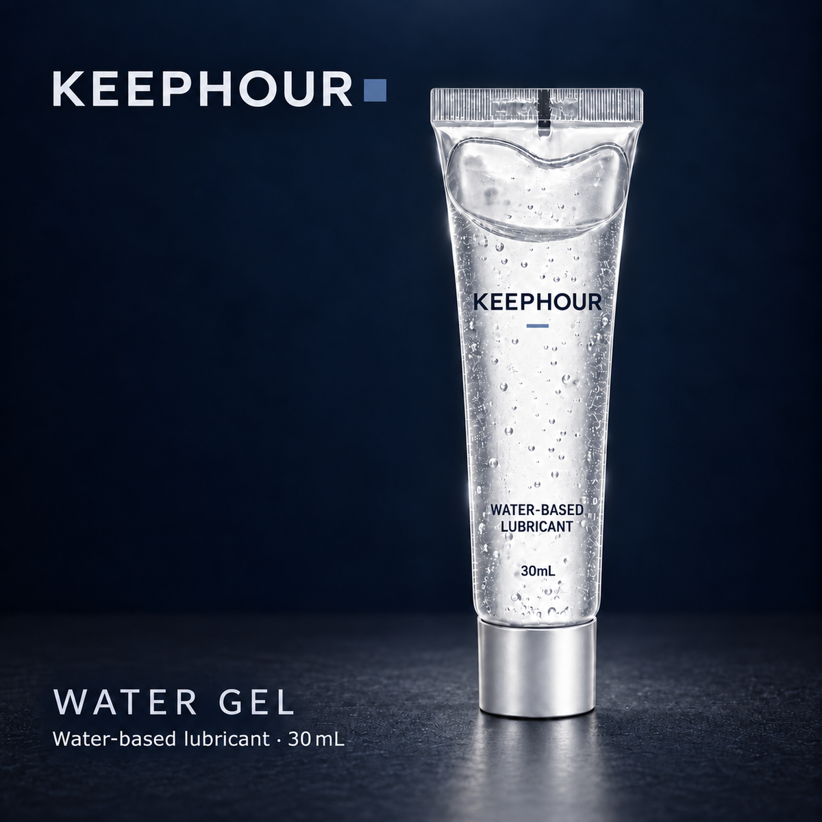 KEEPHOUR WATER GEL 30 mL brand image on a navy background.